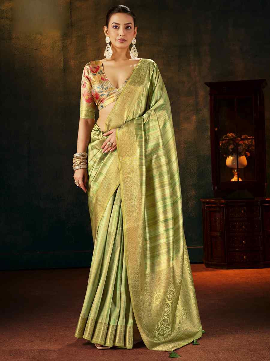 Green Silk Handwoven Traditional Bridal Reception Festival Wedding Fancy Heavy Border Sarees