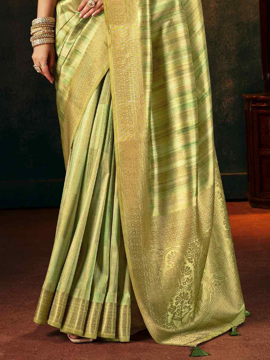 Green Silk Handwoven Traditional Bridal Reception Festival Wedding Fancy Heavy Border Sarees