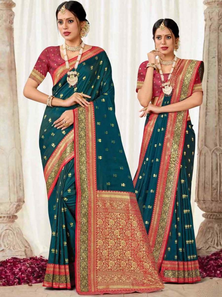 Green Silk Handwoven Wedding Festival Heavy Border Saree