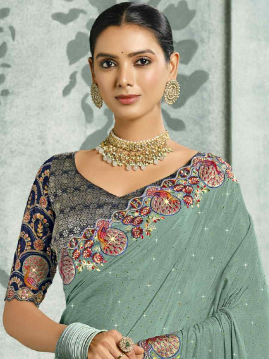 Green Silk Handwoven with Embroidery Bridal Reception Festival Wedding Fancy Heavy Border Saree