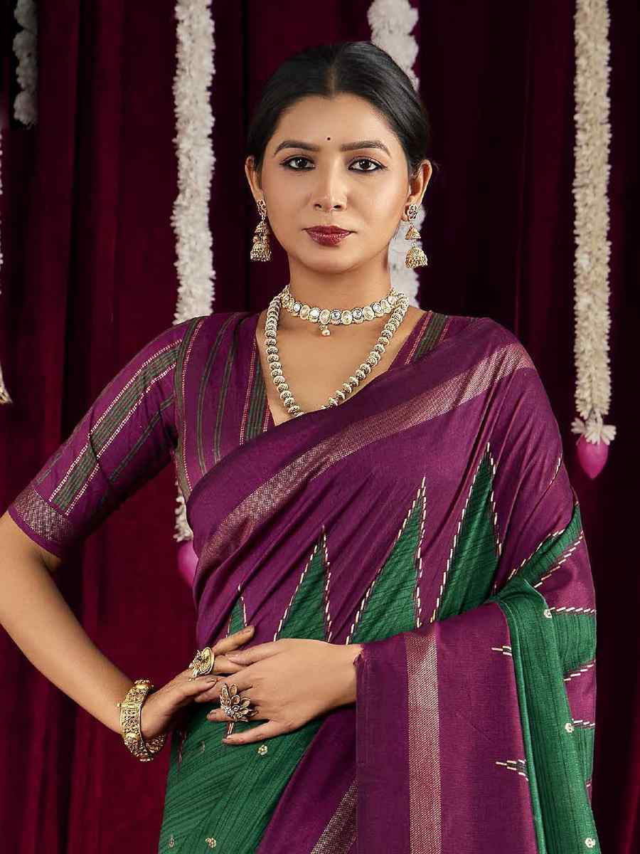 Green Silk Printed Bridal Reception Festival Wedding Fancy Heavy Border Saree