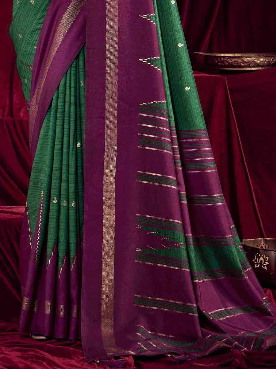 Green Silk Printed Bridal Reception Festival Wedding Fancy Heavy Border Saree