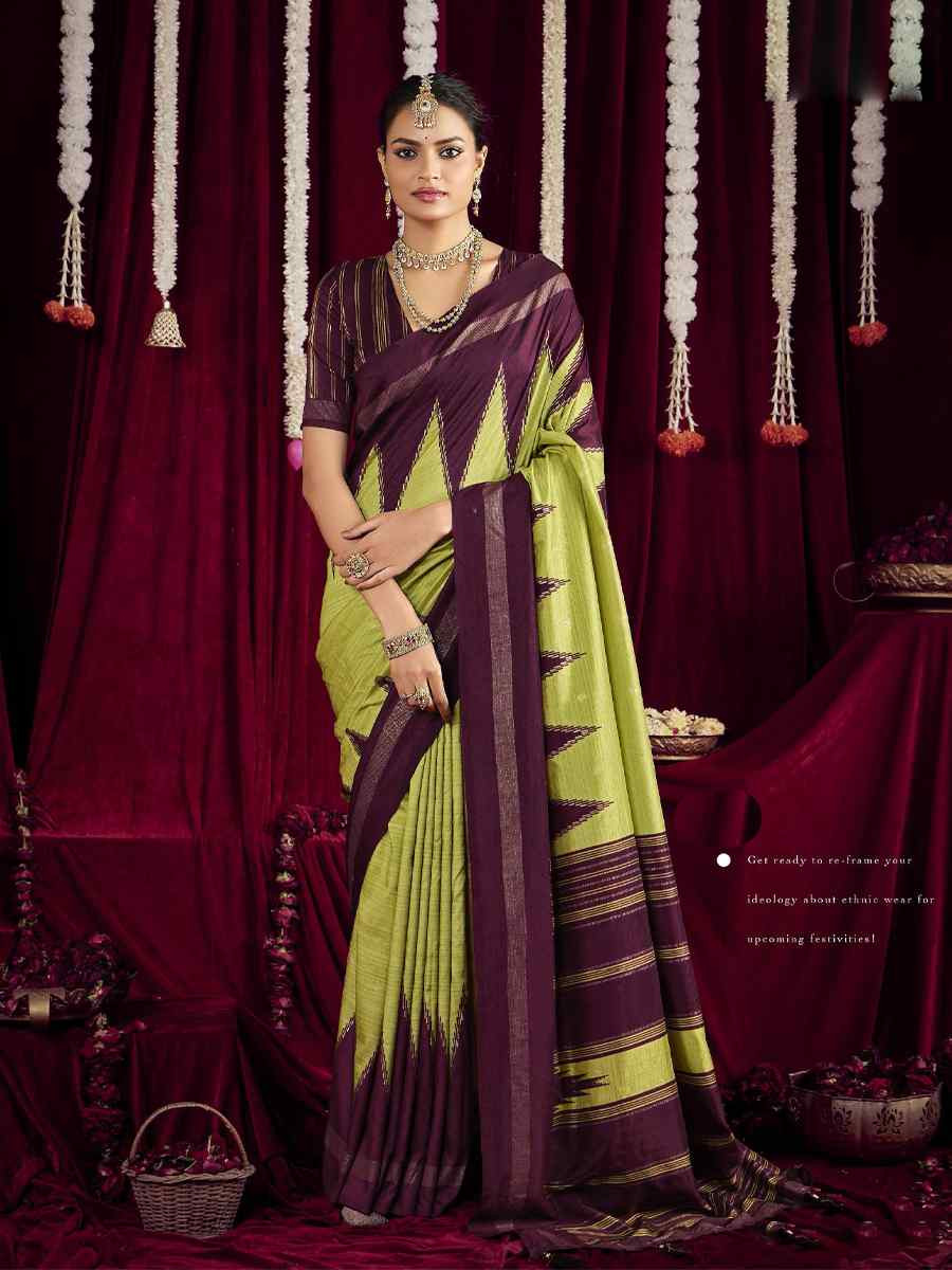 Green Silk Printed Bridal Reception Festival Wedding Fancy Heavy Border Saree