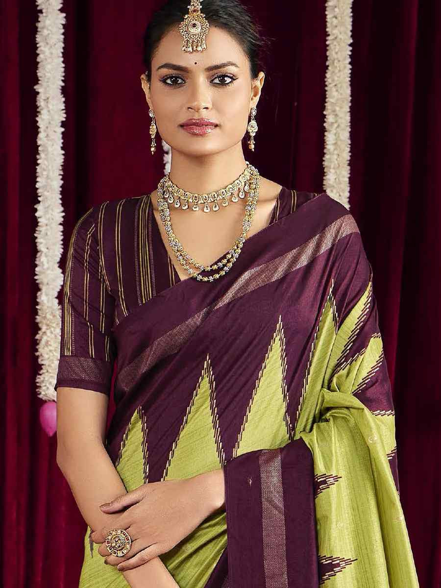 Green Silk Printed Bridal Reception Festival Wedding Fancy Heavy Border Saree