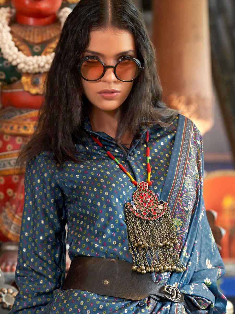 Green Silk Printed Festival Casual Wedding Cocktail Party Fancy Classic Heavy Border Saree