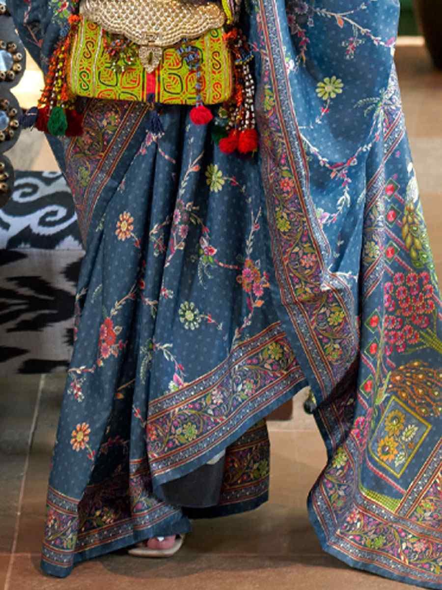 Green Silk Printed Festival Casual Wedding Cocktail Party Fancy Classic Heavy Border Saree