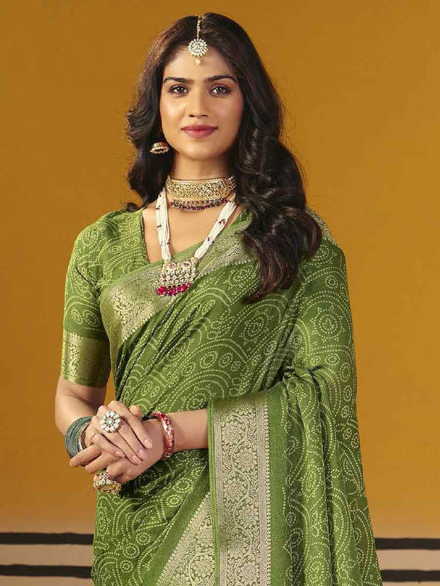 Green Silk Printed Handwoven Casual Reception Festival Wedding Fancy Classic Style Sarees
