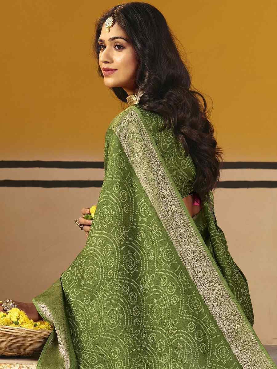 Green Silk Printed Handwoven Casual Reception Festival Wedding Fancy Classic Style Sarees