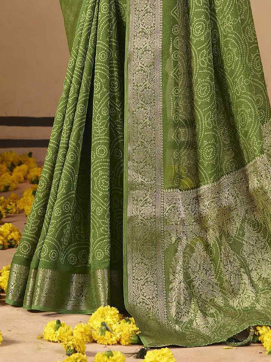 Green Silk Printed Handwoven Casual Reception Festival Wedding Fancy Classic Style Sarees