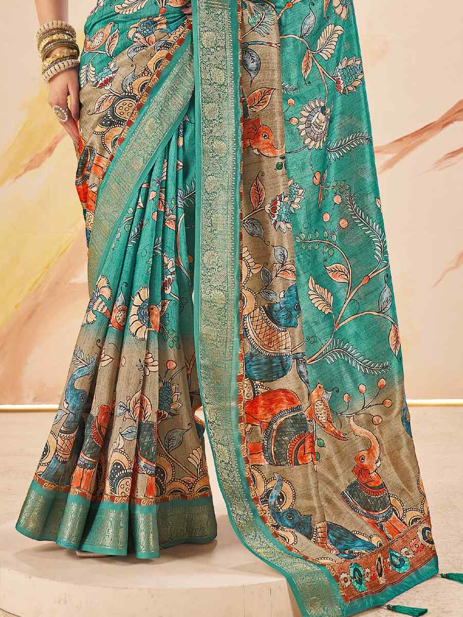 Green Silk Printed Handwoven Traditional Bridal Reception Festival Wedding Fancy Classic Style Sarees