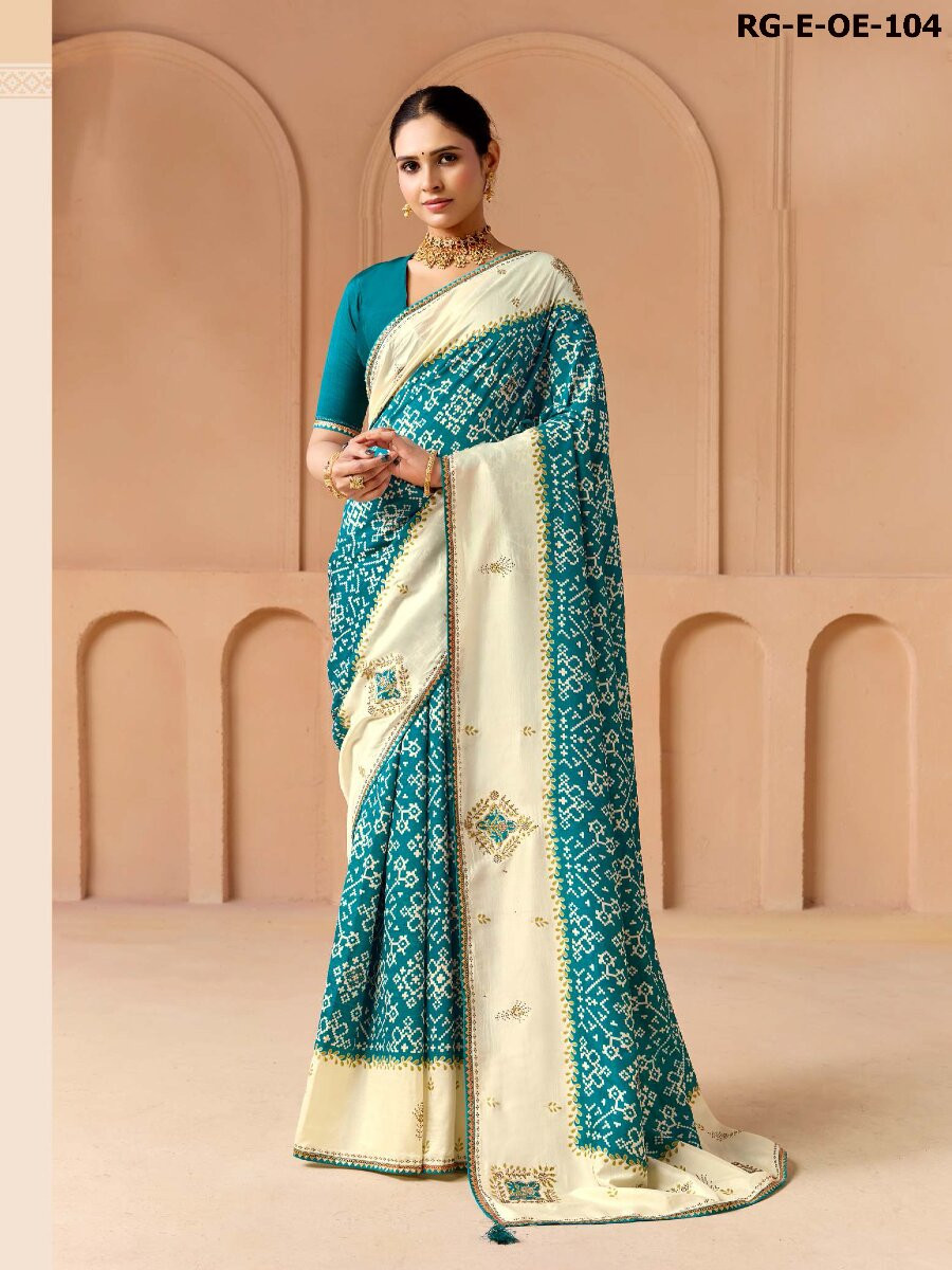 Green Silk Printed Stone Work Wedding Reception Party Festival Casual Heavy Border Sarees