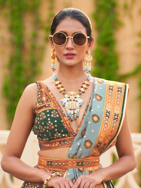 Green Smooth Rajvadi Silk Embroidered Bridal Wedding Heavy Border Lehenga Choli