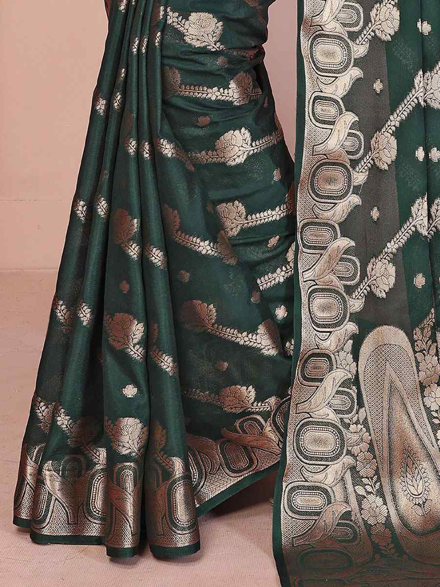 Green Soft Georgette Silk Handwoven Festival Wedding Fancy Heavy Border Saree