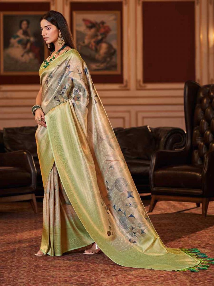 Green Soft Jacquard Handwoven Wedding Festival Heavy Border Saree