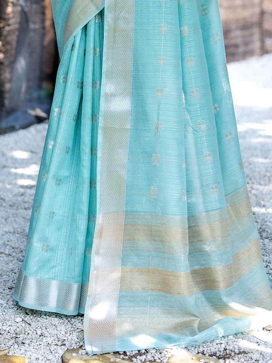 Green Soft Resham Silk Handwoven Wedding Festival Heavy Border Saree