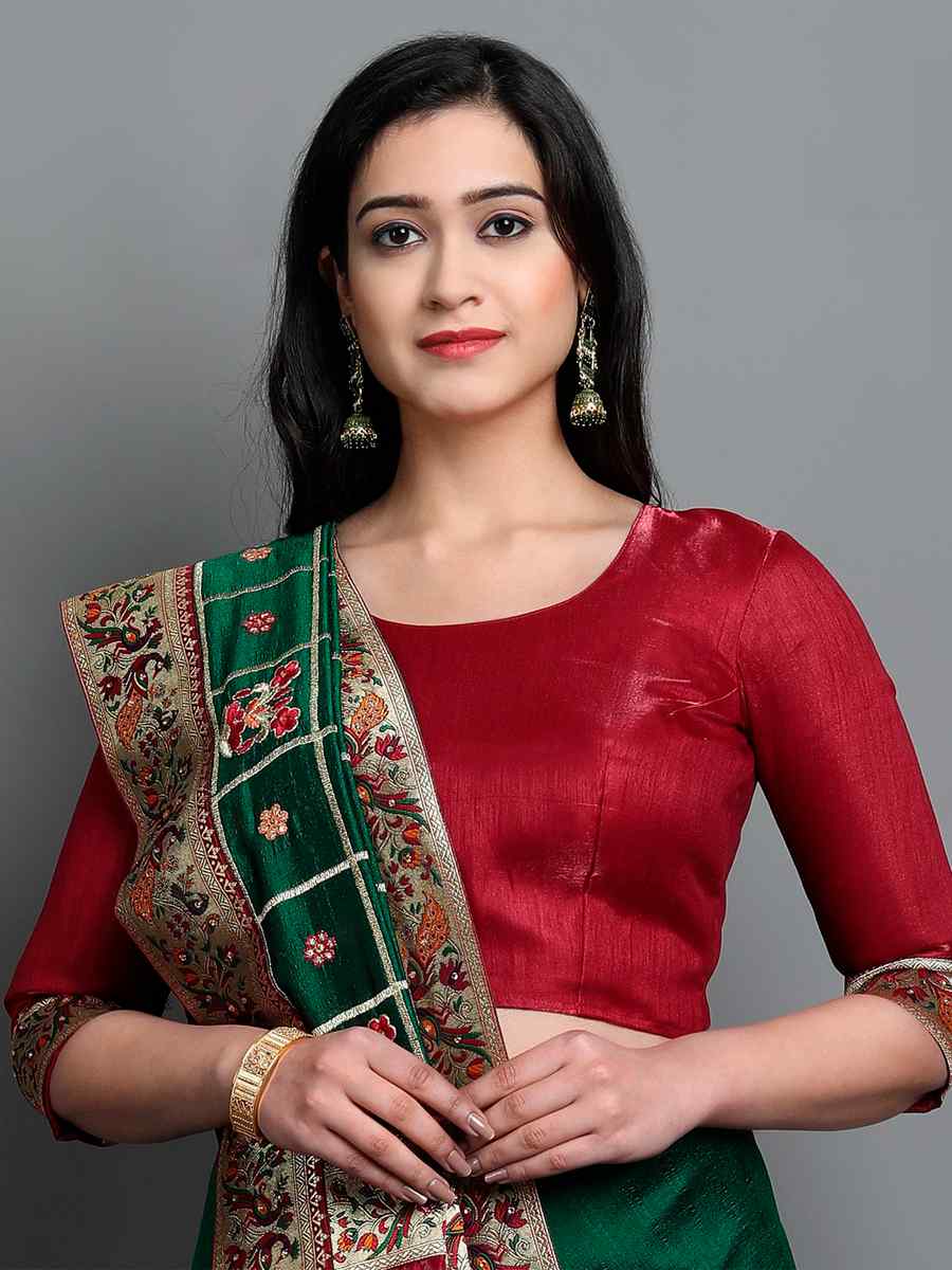Green Soft Silk Embroidered Wedding Festival Classic Style Saree