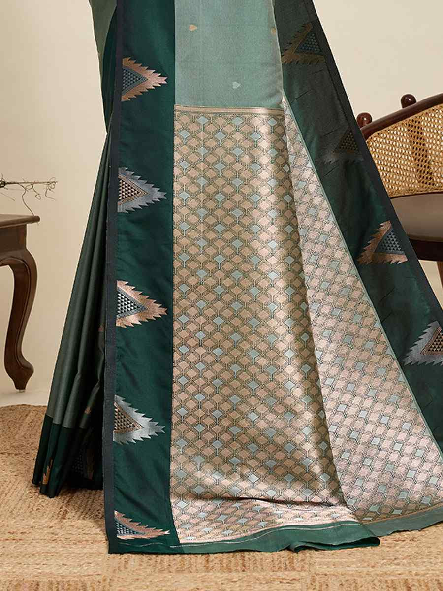 Green Soft Silk Handwoven Casual Reception Festival Wedding Fancy Heavy Border Saree