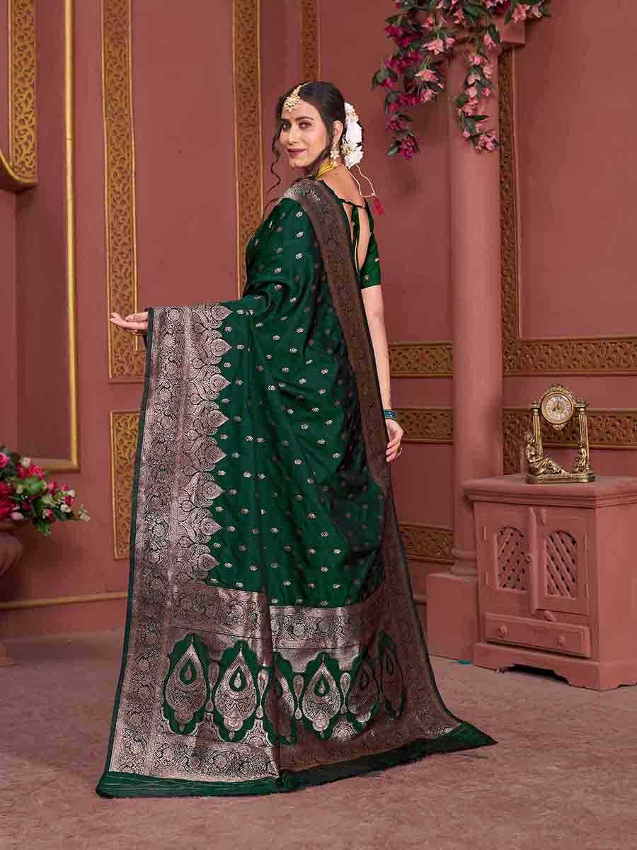 Green Soft Silk Handwoven Festival Wedding Fancy Heavy Border Saree