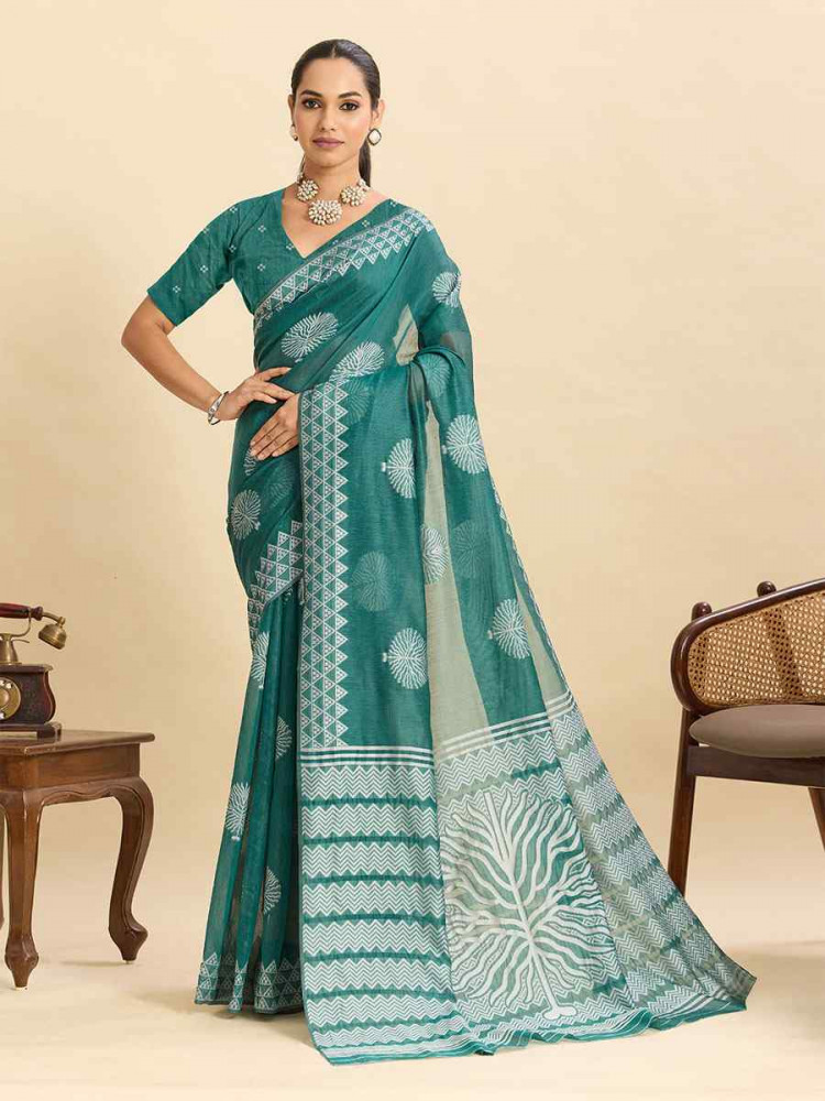 Image of Green Soft Silk Zari Handwoven Bridal Reception Festival Wedding Fancy Heavy Border Saree
