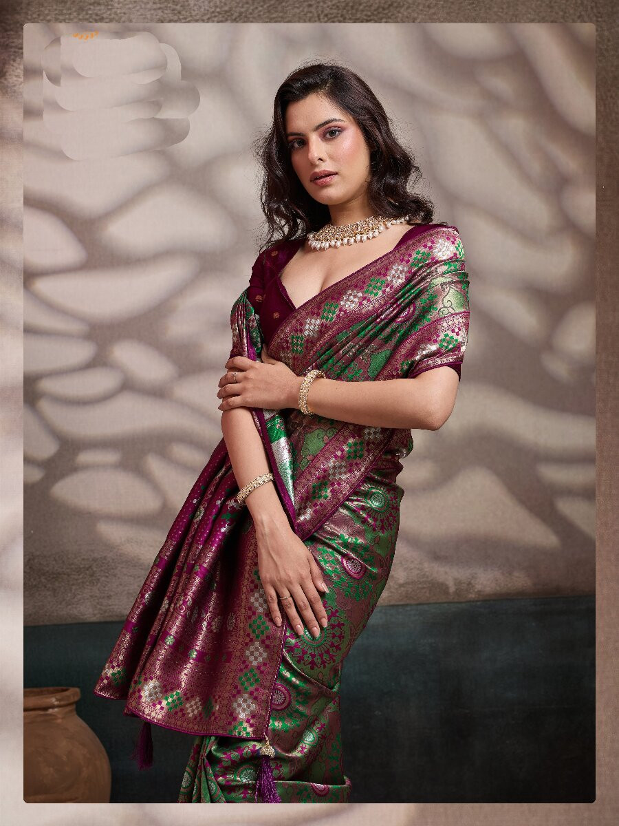 Green Soft Silk Zari Meenakari Woven Work Wedding Reception Party Festival Casual Heavy Border Sarees