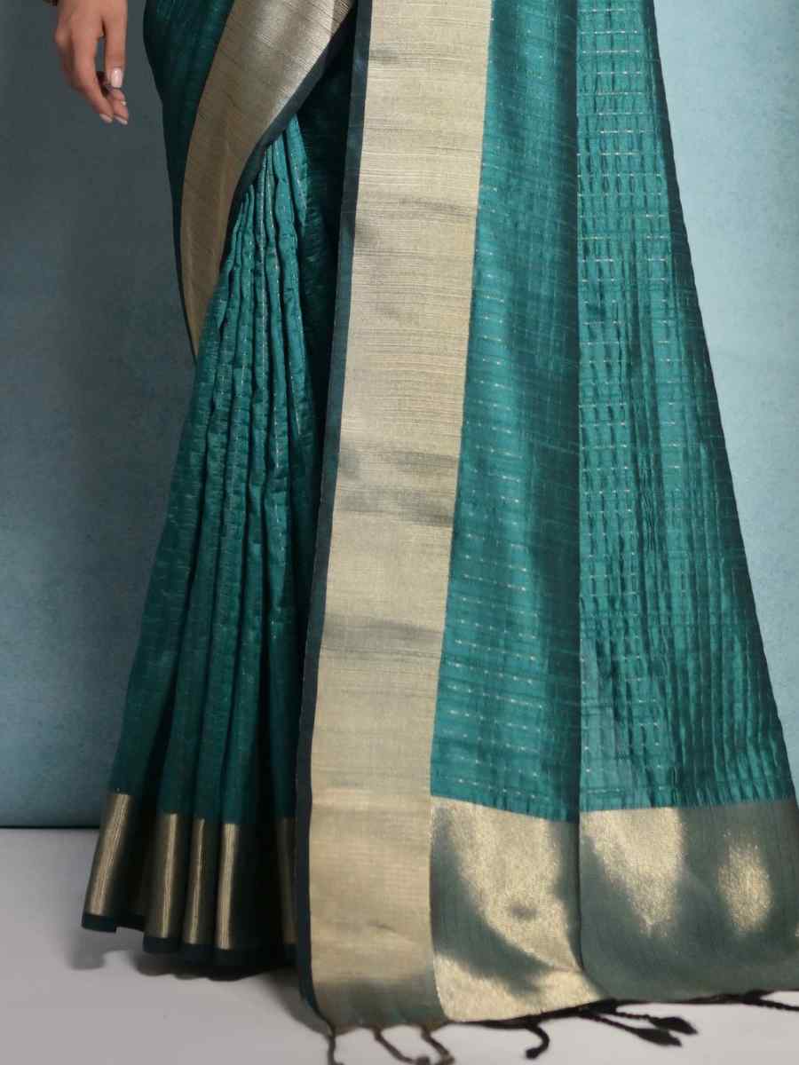 Green Soft Tussar Silk Handwoven Casual Festival Classic Style Saree