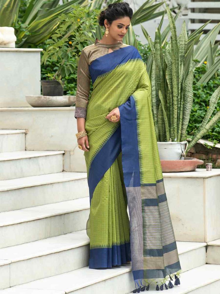 Green South Silk Handwoven Party Festival Heavy Border Saree