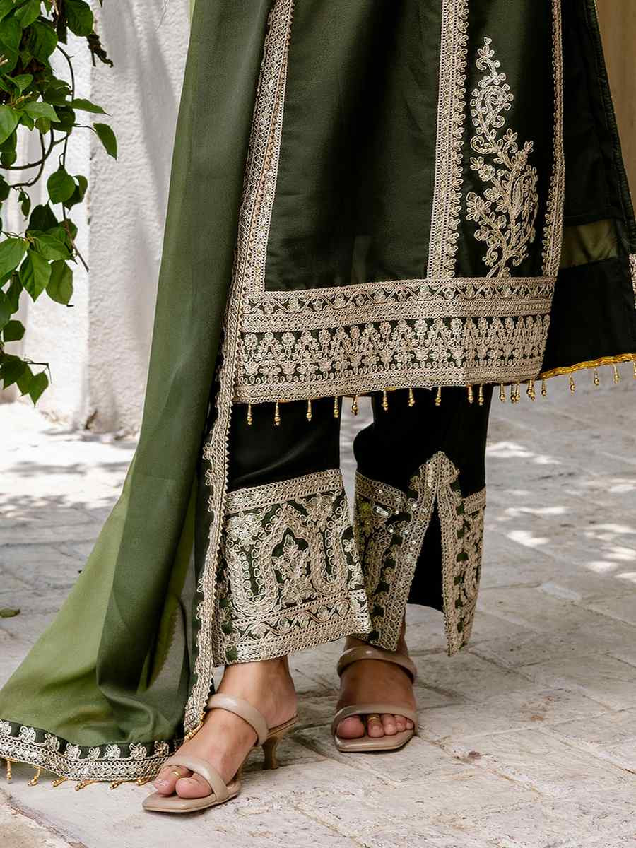 Green Star Georgette Embroidered Festival Casual Ready Pant Salwar Kameez