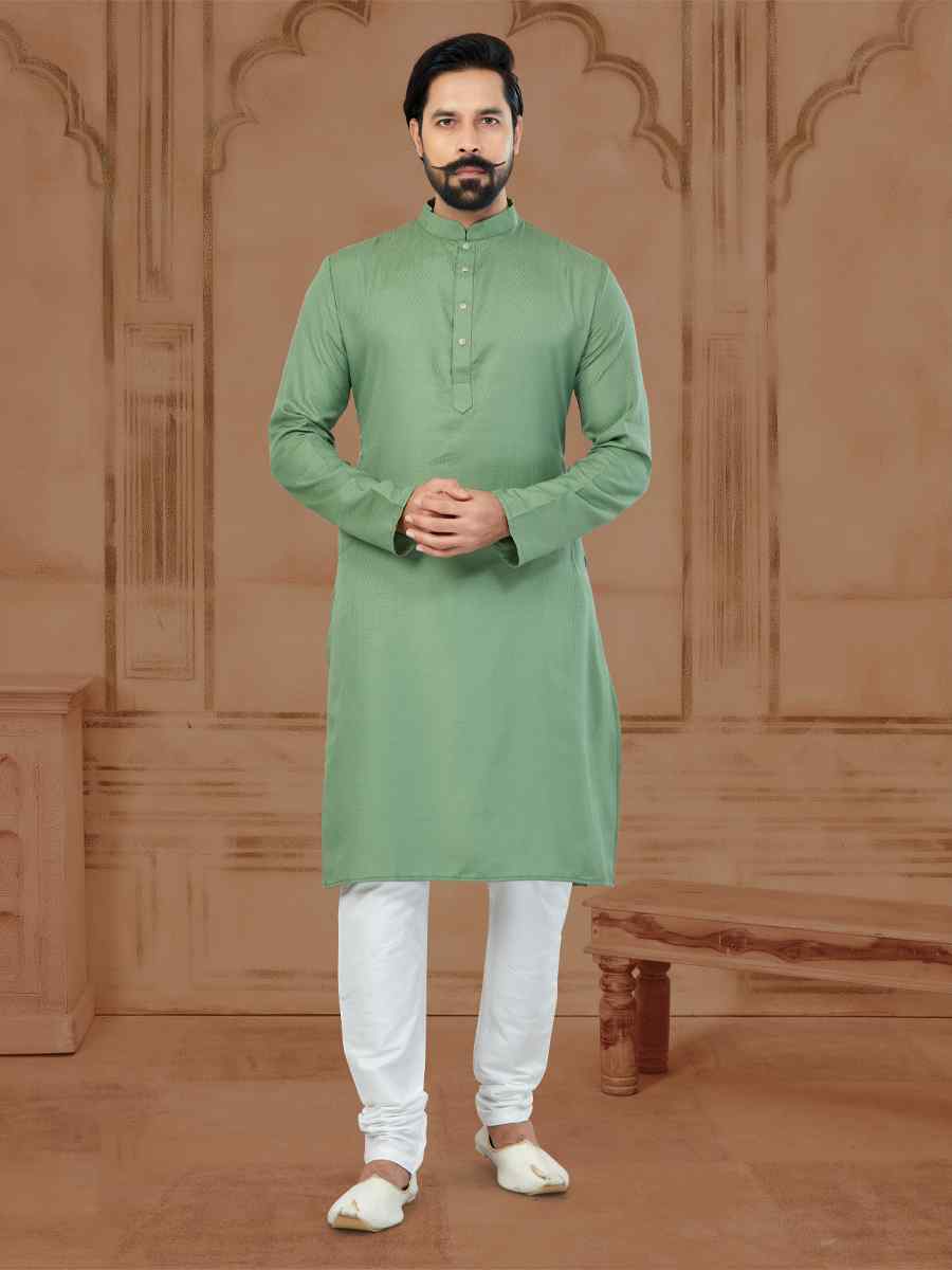 Green Star Silk Printed Festival Kurta