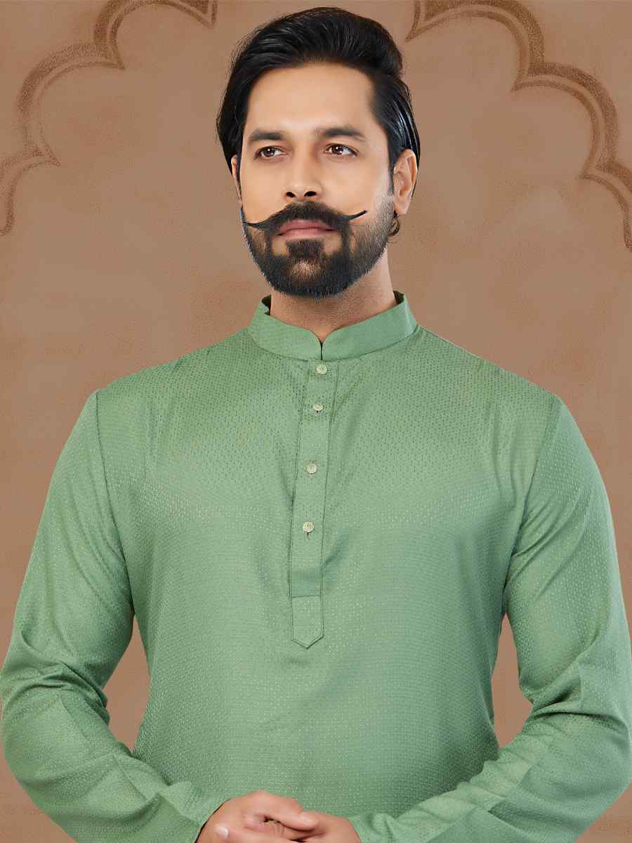 Green Star Silk Printed Festival Kurta