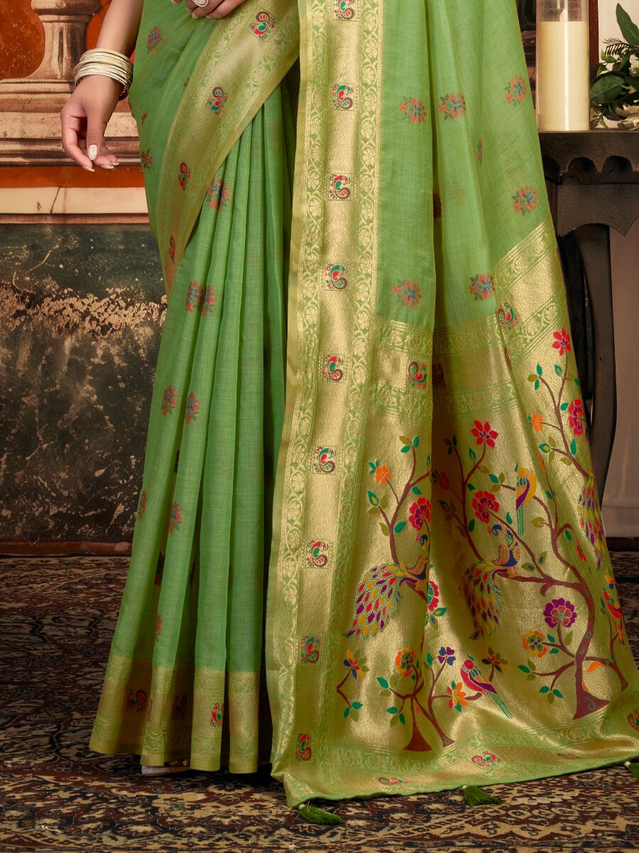 Green Superkota Paithani Zari Wedding Reception Party Festival Fancy Heavy Border Sarees