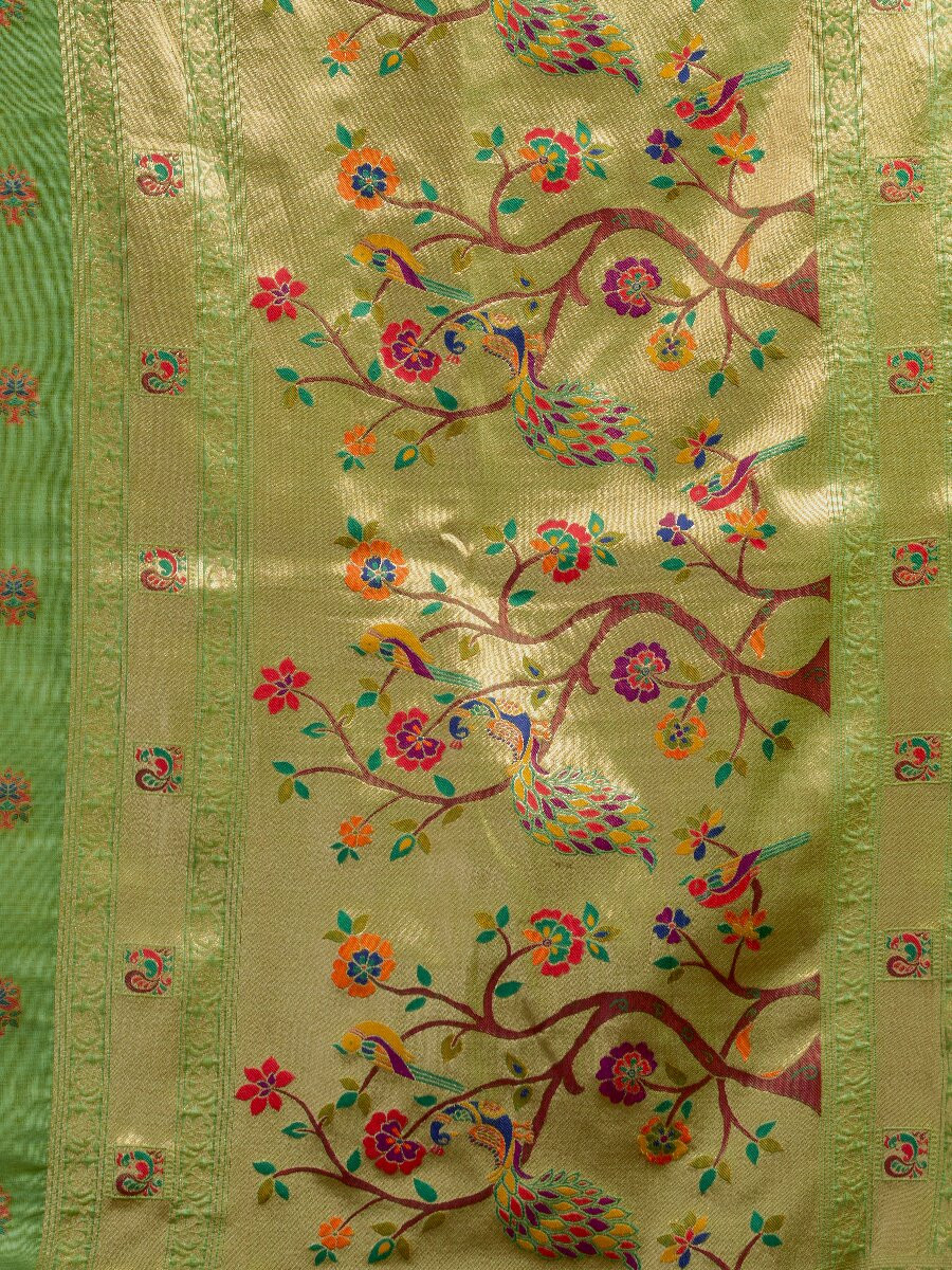 Green Superkota Paithani Zari Wedding Reception Party Festival Fancy Heavy Border Sarees