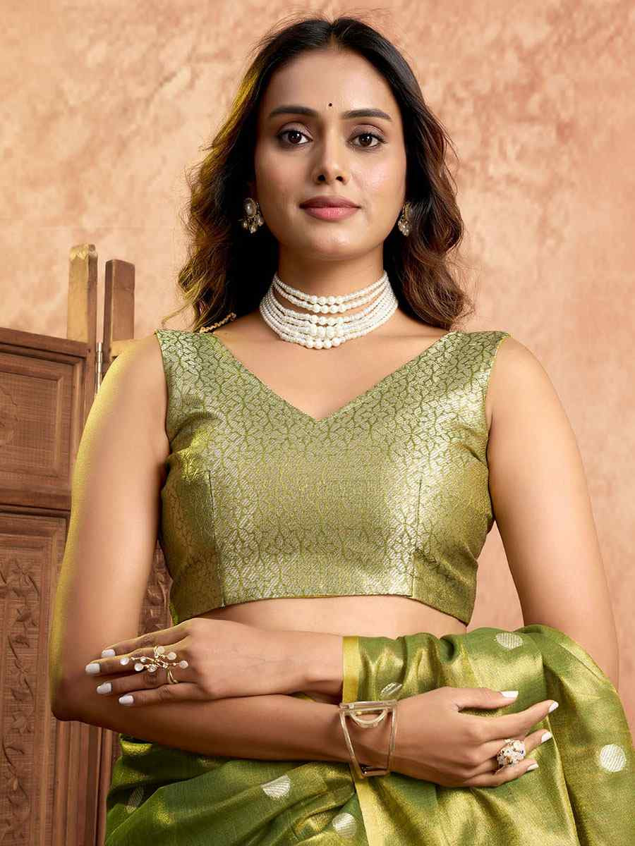 Green Tissuse Silk Handwoven Festival Wedding Fancy Heavy Border Saree