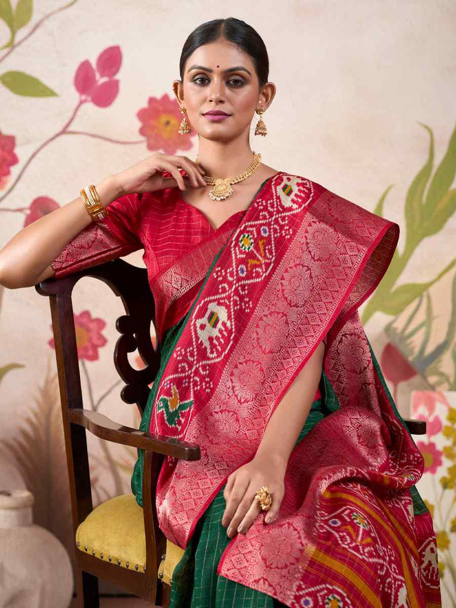 Green Tussar Silk Handwoven Festival Wedding Fancy Heavy Border Saree