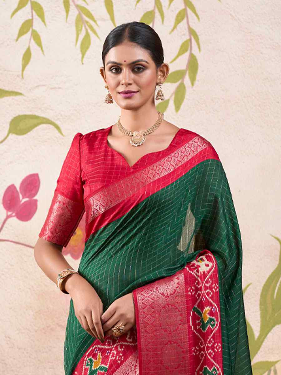 Green Tussar Silk Handwoven Festival Wedding Fancy Heavy Border Saree