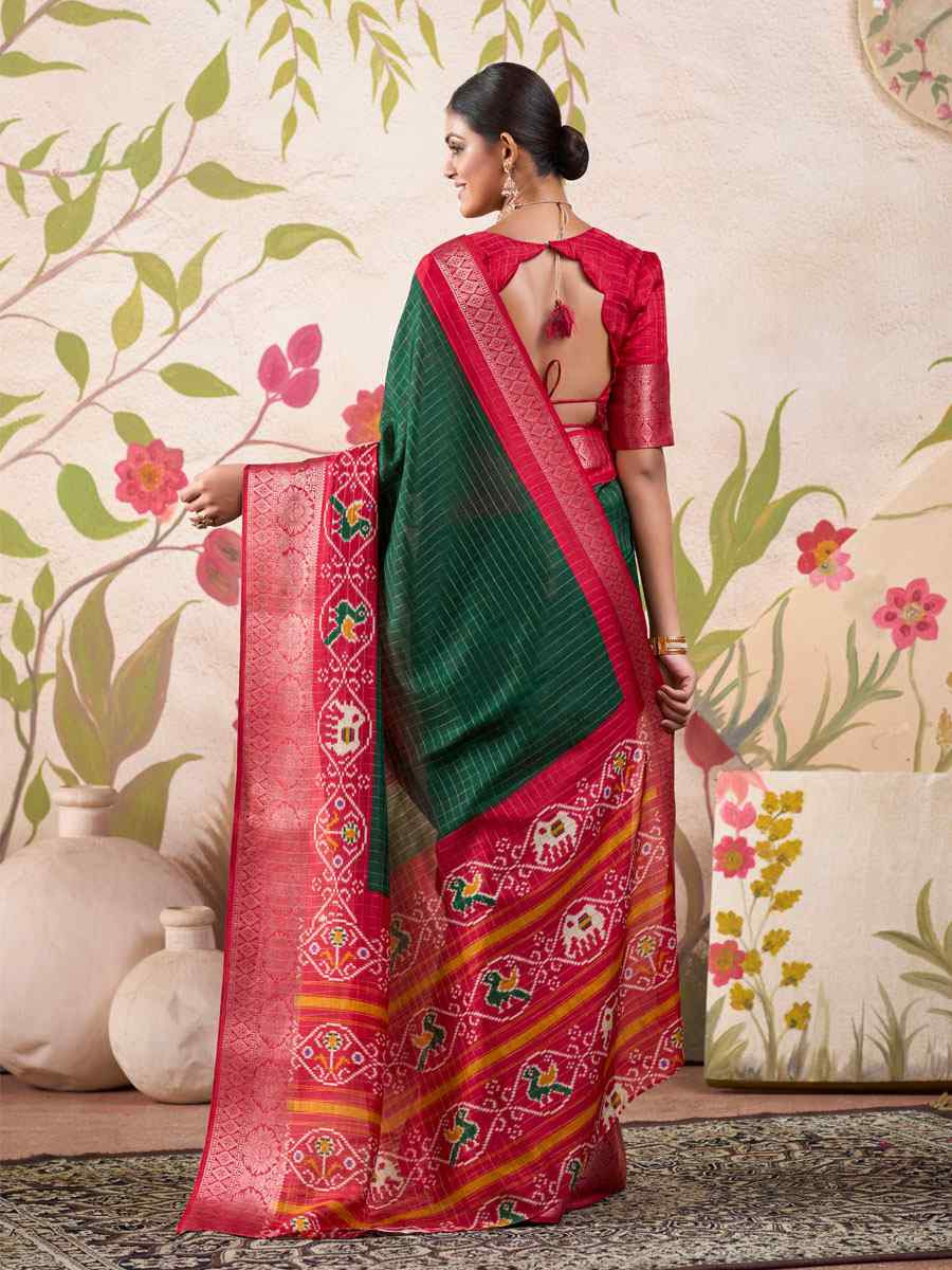 Green Tussar Silk Handwoven Festival Wedding Fancy Heavy Border Saree