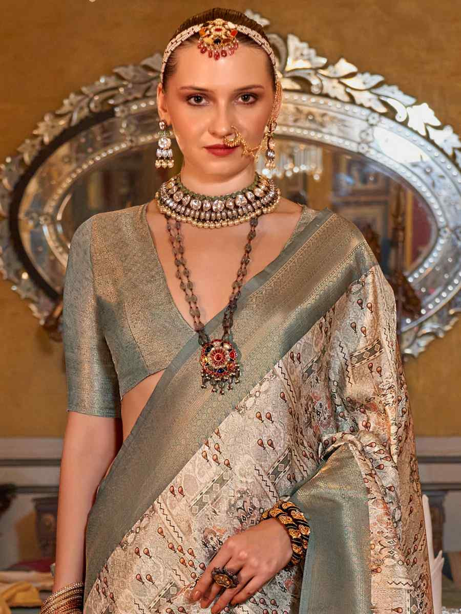 Green Tusser Silk Handwoven Festival Wedding Heavy Border Saree