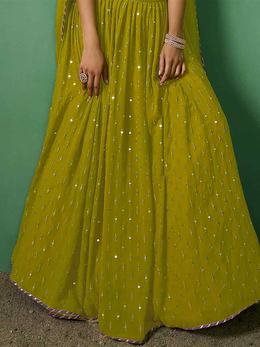 Green Velvet Embroidered Festival Wedding Circular Lehenga Choli