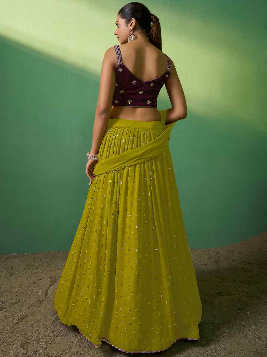 Green Velvet Embroidered Festival Wedding Circular Lehenga Choli