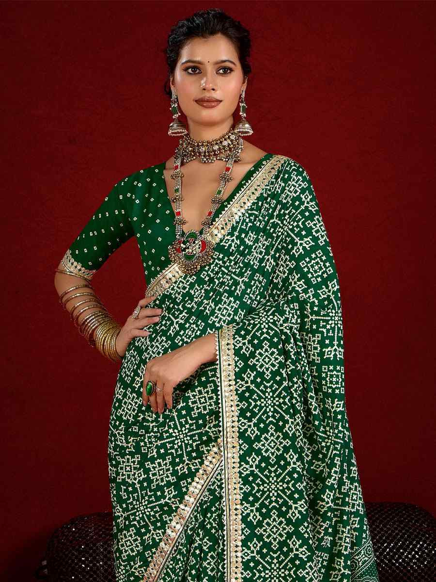 Green Velvet Tussar Silk Printed Embroidery Casual Reception Festival Wedding Fancy Classic Style Sarees