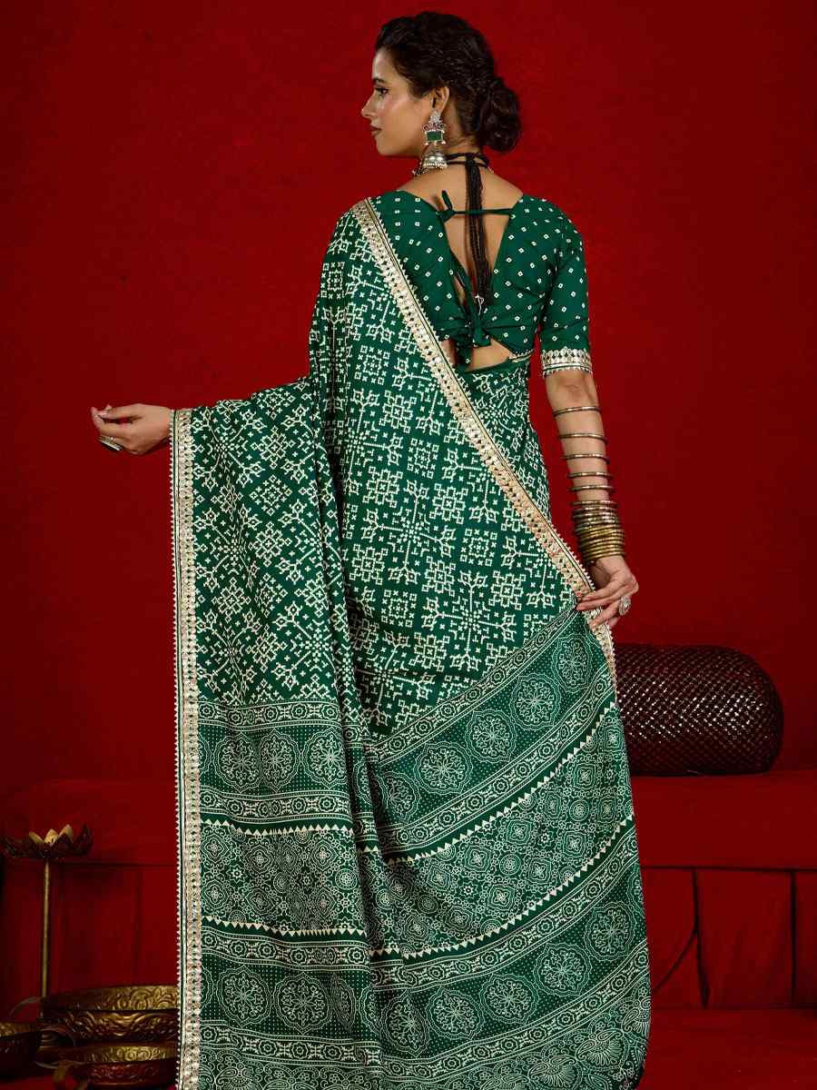 Green Velvet Tussar Silk Printed Embroidery Casual Reception Festival Wedding Fancy Classic Style Sarees