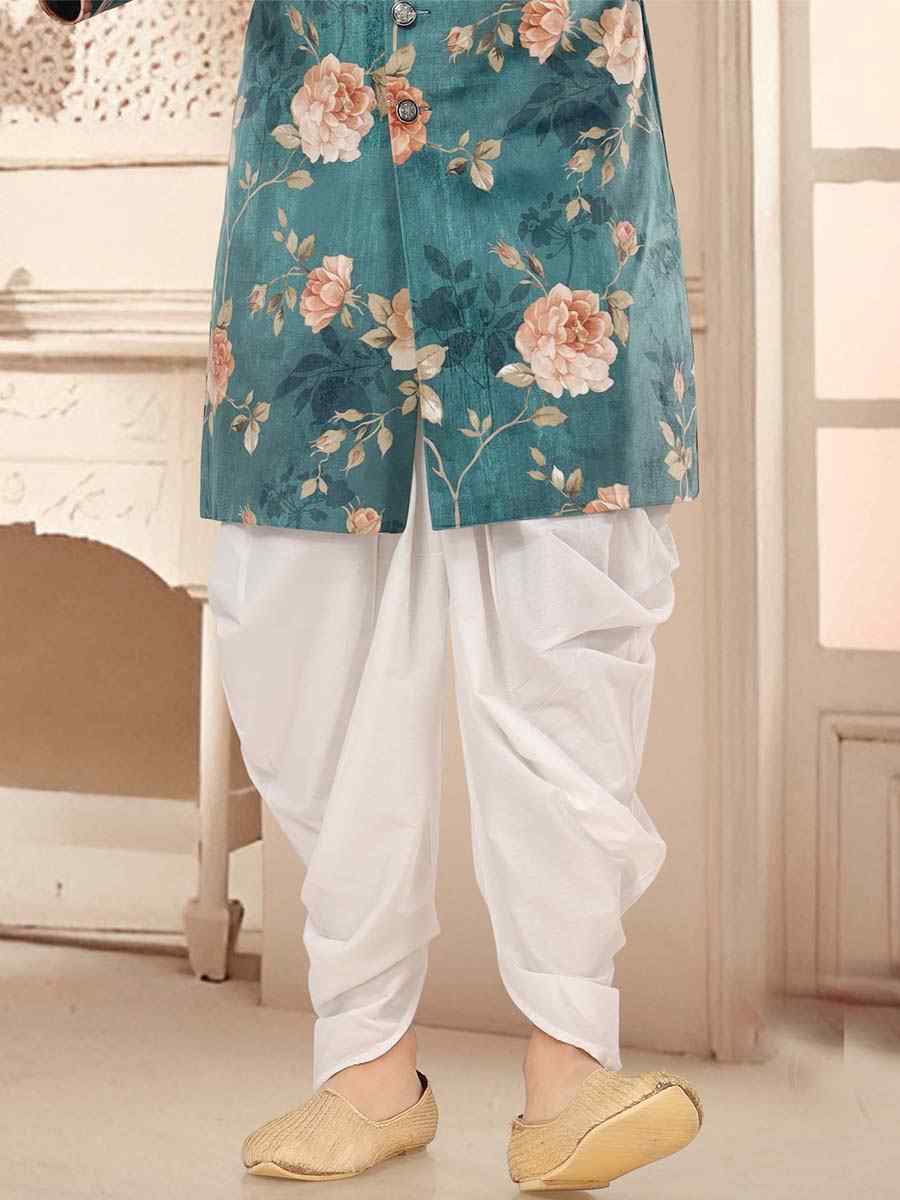 Green Velvet Woven Festival Wedding Kurta