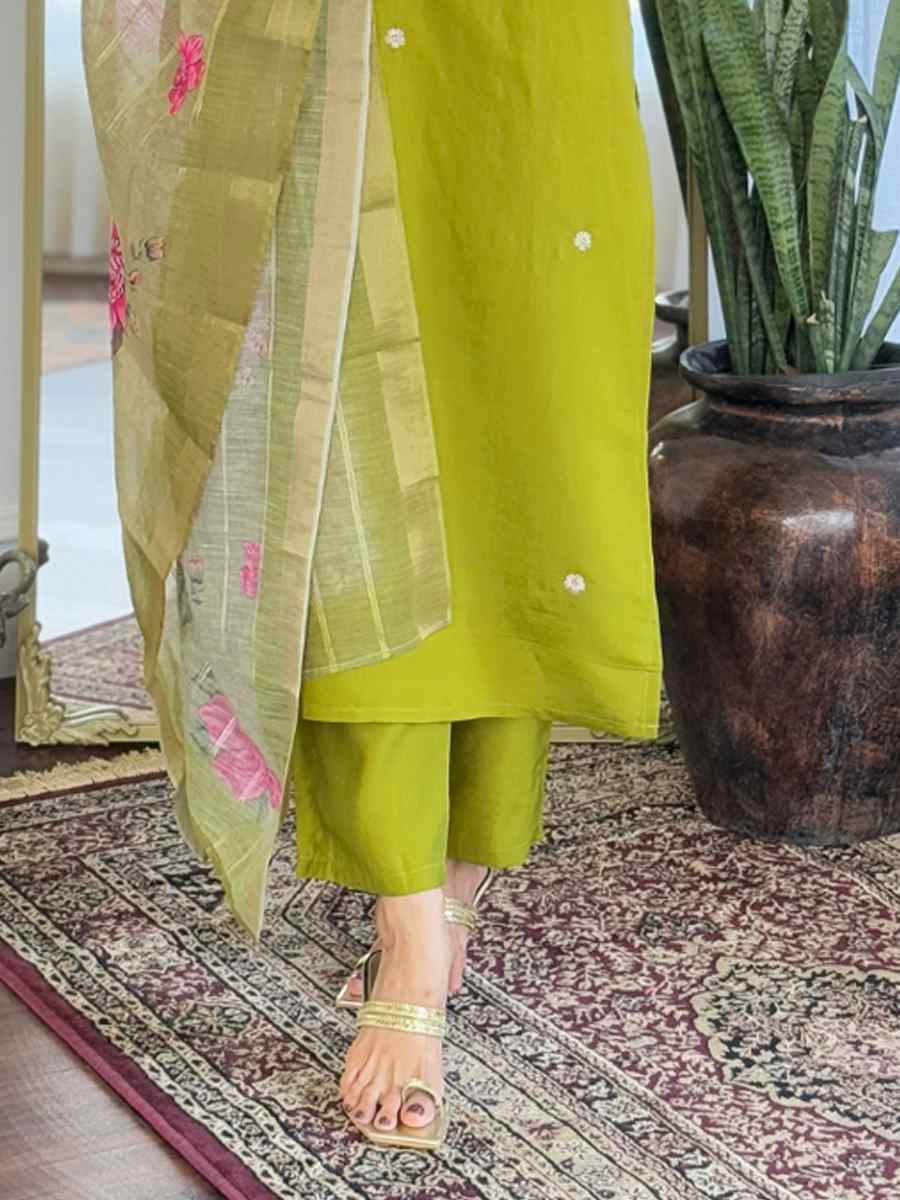 Green Viscose Embroidery Party Wedding Festival Casual Ready Pant Salwar Kameez