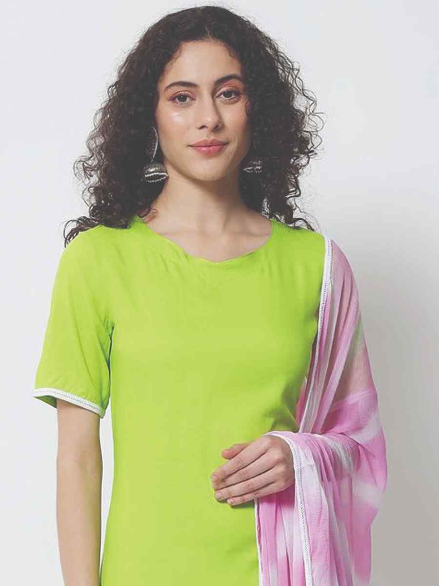 Green Viscose Rayon Printed Festival Casual Ready Pant Salwar Kameez