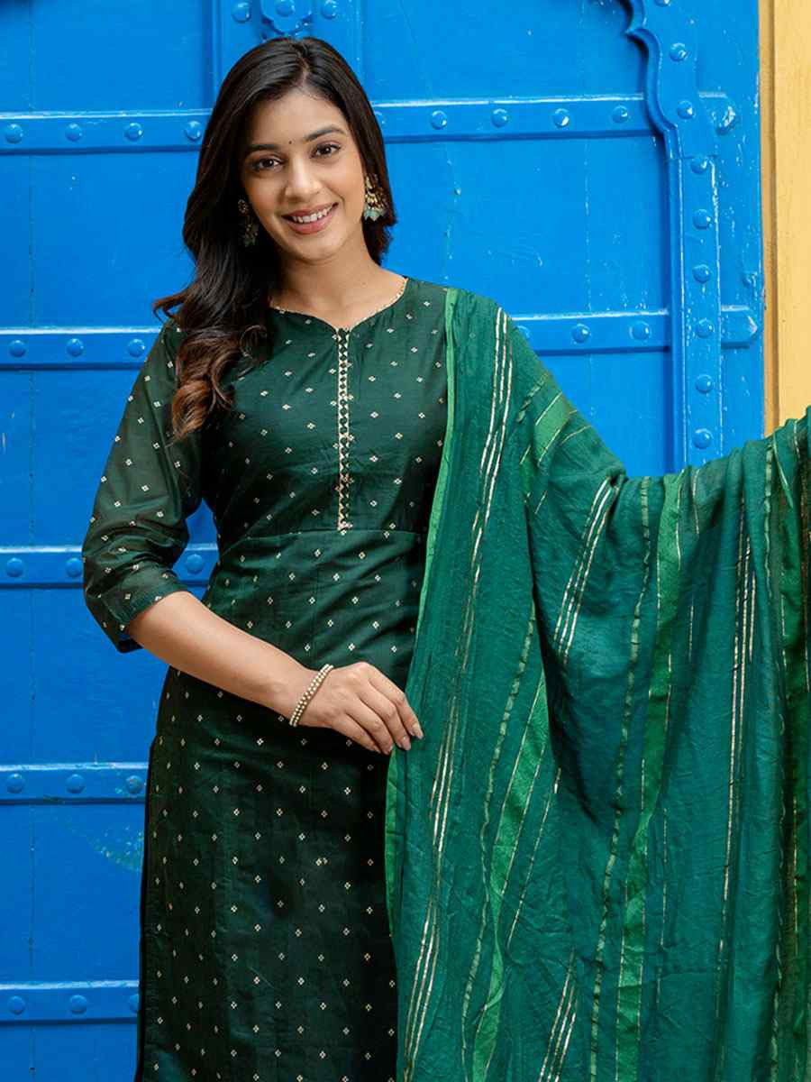 Green Viscose Silk Handwoven Party Wedding Festival Casual Ready Pant Salwar Kameez