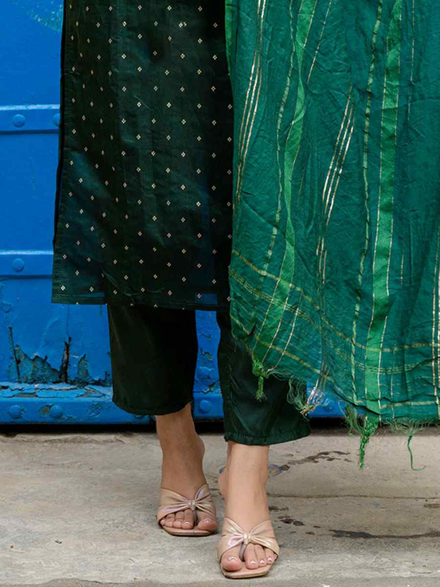 Green Viscose Silk Handwoven Party Wedding Festival Casual Ready Pant Salwar Kameez