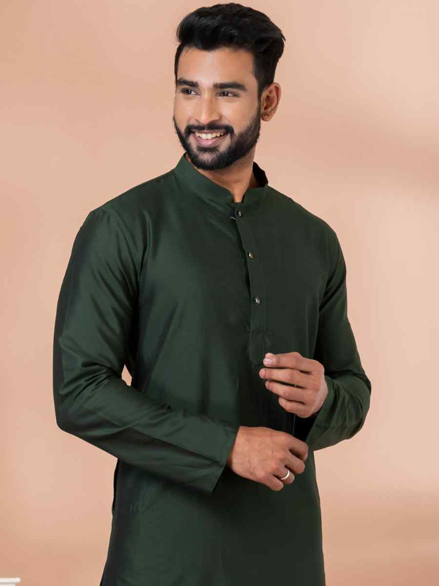 Green Viscose Woven Festival Wedding Kurta