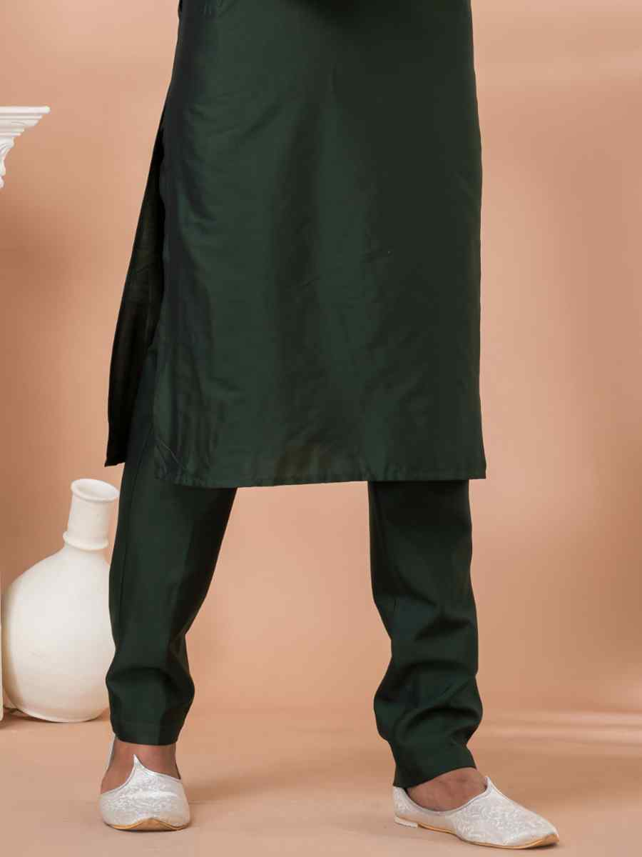 Green Viscose Woven Festival Wedding Kurta