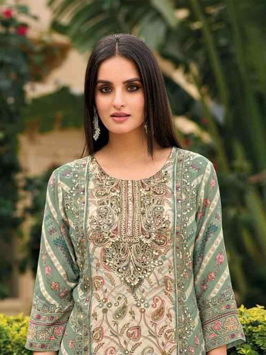 Green Viscouse Embroidered Festival Wedding Pant Salwar Kameez