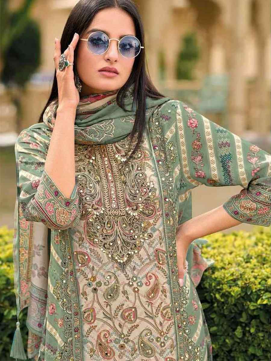 Green Viscouse Embroidered Festival Wedding Pant Salwar Kameez