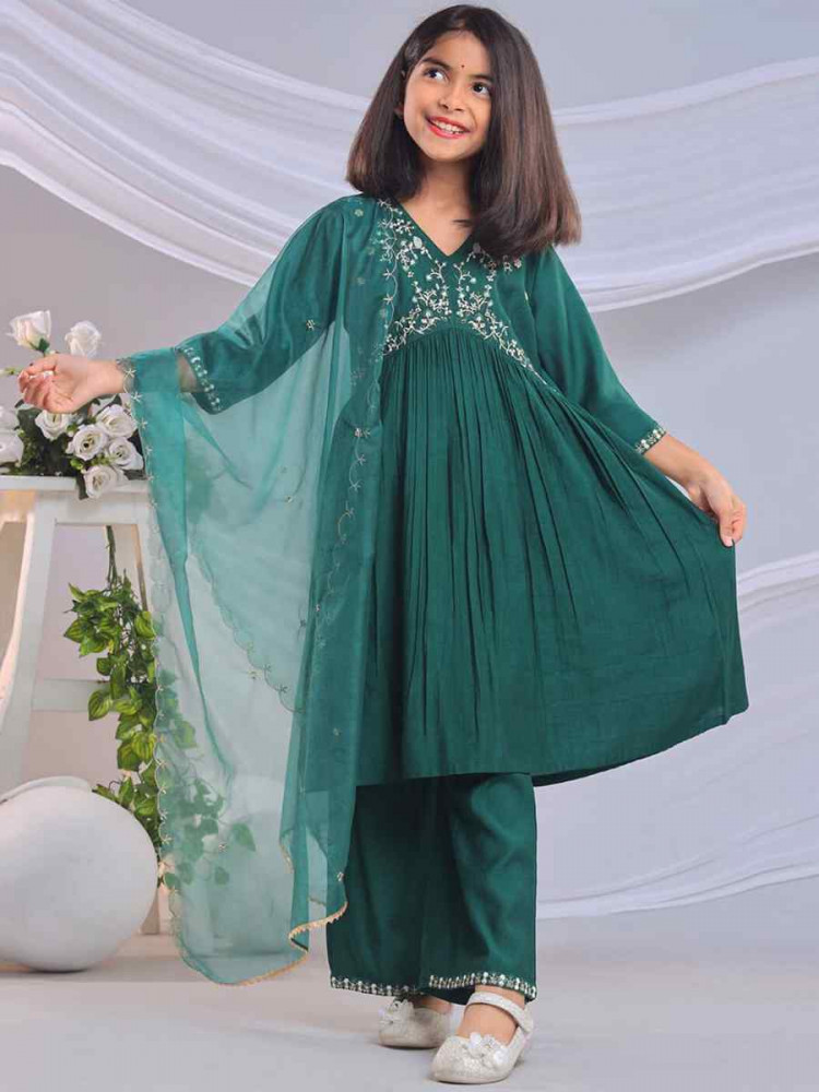 Image of GreenOrange Viscose Embroidered Wedding Festival Salwars Girls Wear